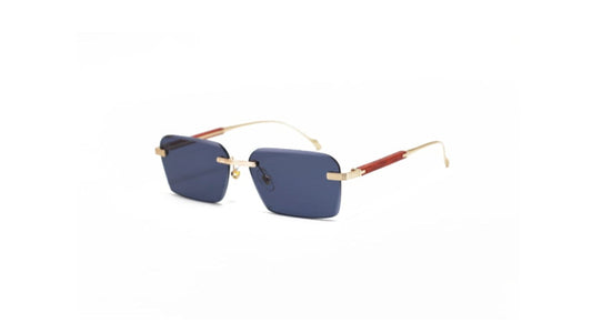 Rimless Rectangle Sunglasses – Silver & Red