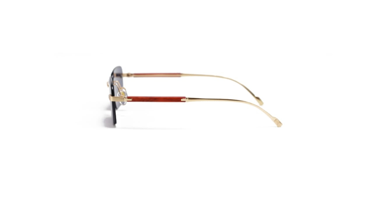 Rimless Rectangle Sunglasses – Silver & Red